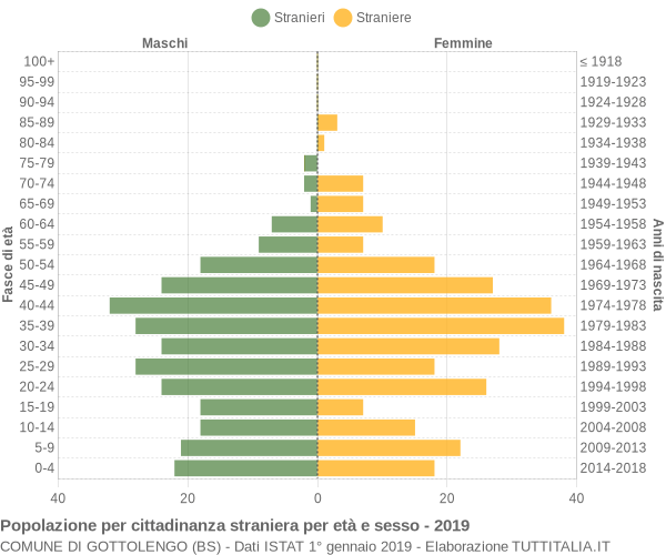 Grafico cittadini stranieri - Gottolengo 2019