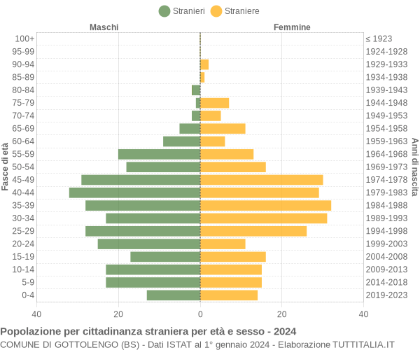 Grafico cittadini stranieri - Gottolengo 2024