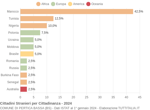 Grafico cittadinanza stranieri - Pertica Bassa 2024