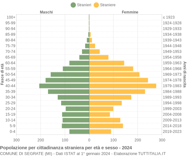 Grafico cittadini stranieri - Segrate 2024