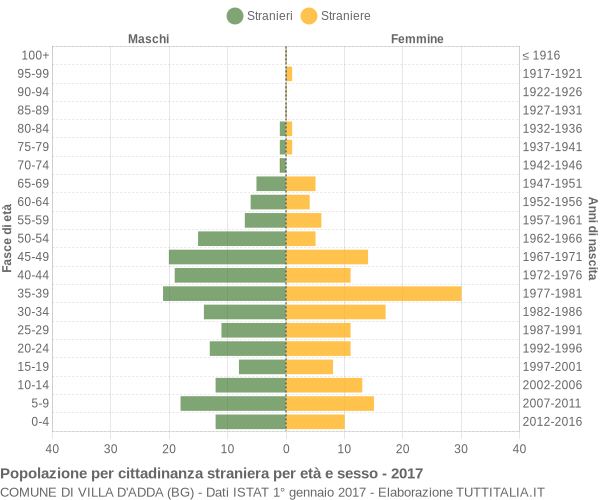 Grafico cittadini stranieri - Villa d'Adda 2017