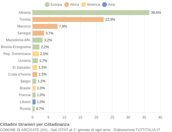 Grafico cittadinanza stranieri - Arcisate 2005