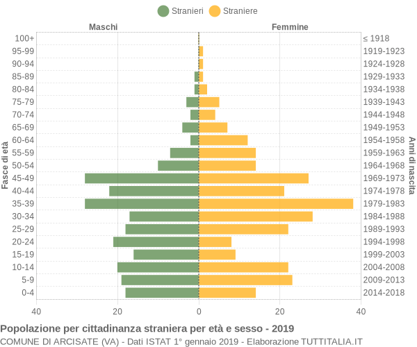 Grafico cittadini stranieri - Arcisate 2019