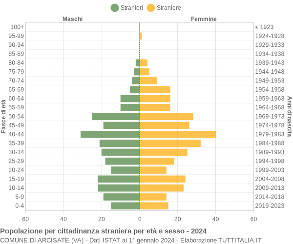 Grafico cittadini stranieri - Arcisate 2024