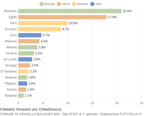 Grafico cittadinanza stranieri - Cinisello Balsamo 2014