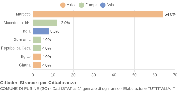 Grafico cittadinanza stranieri - Fusine 2010