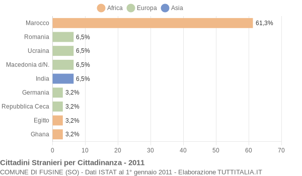 Grafico cittadinanza stranieri - Fusine 2011