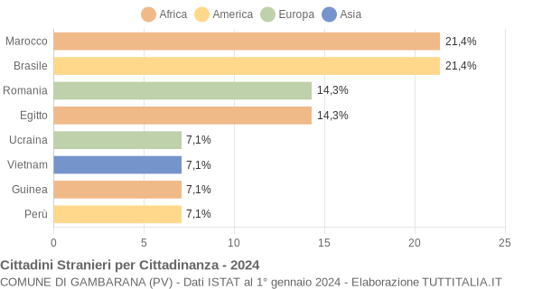 Grafico cittadinanza stranieri - Gambarana 2024