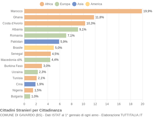 Grafico cittadinanza stranieri - Gavardo 2005