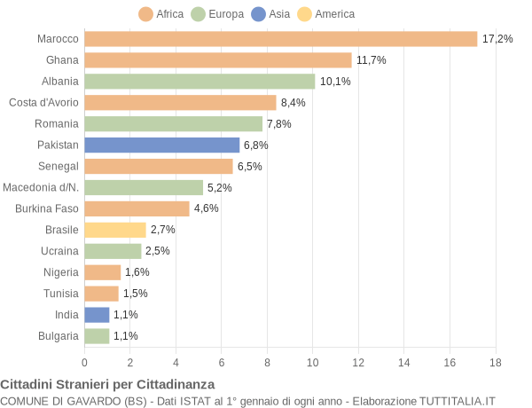 Grafico cittadinanza stranieri - Gavardo 2007