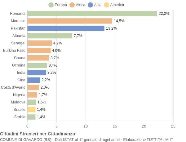 Grafico cittadinanza stranieri - Gavardo 2022