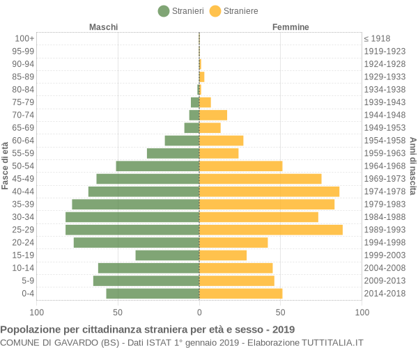 Grafico cittadini stranieri - Gavardo 2019