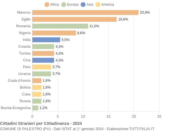 Grafico cittadinanza stranieri - Palestro 2024