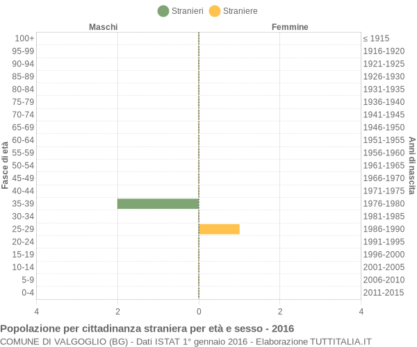 Grafico cittadini stranieri - Valgoglio 2016