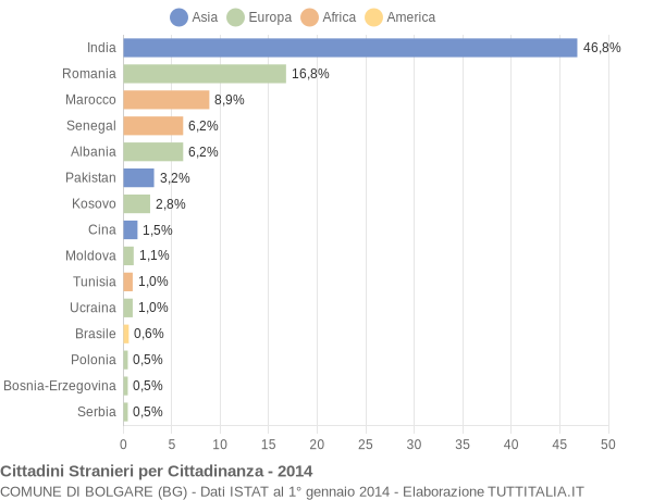 Grafico cittadinanza stranieri - Bolgare 2014