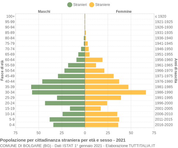 Grafico cittadini stranieri - Bolgare 2021