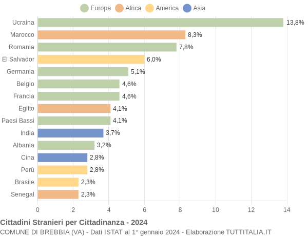 Grafico cittadinanza stranieri - Brebbia 2024