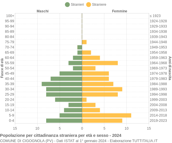 Grafico cittadini stranieri - Cigognola 2024