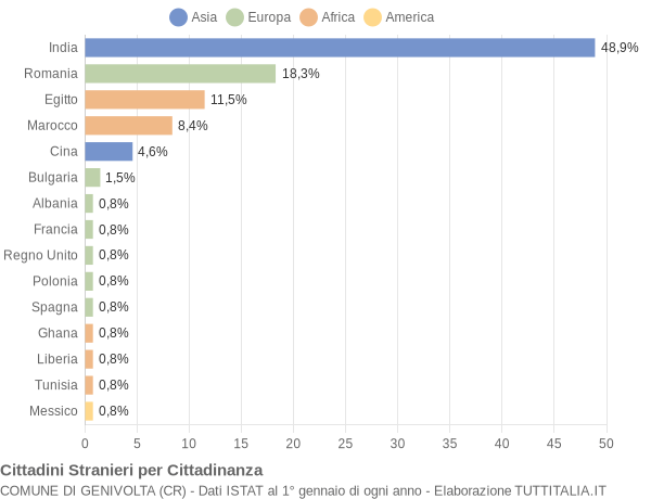 Grafico cittadinanza stranieri - Genivolta 2009