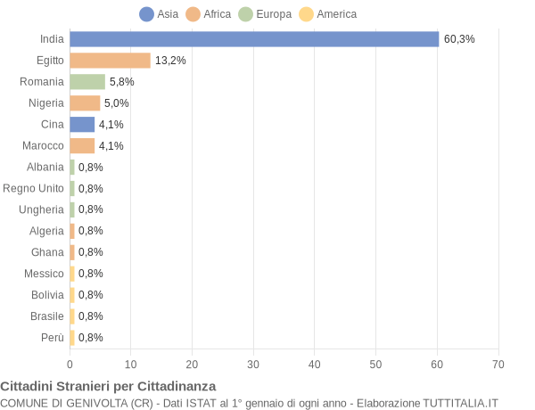 Grafico cittadinanza stranieri - Genivolta 2013