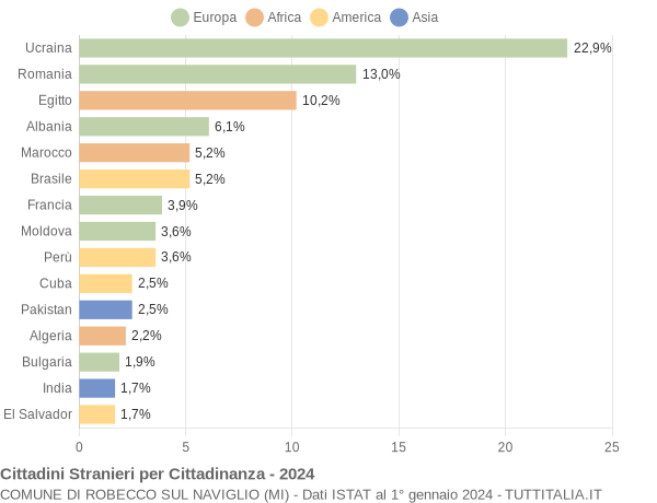 Grafico cittadinanza stranieri - Robecco sul Naviglio 2024