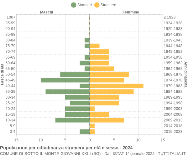 Grafico cittadini stranieri - Sotto il Monte Giovanni XXIII 2024