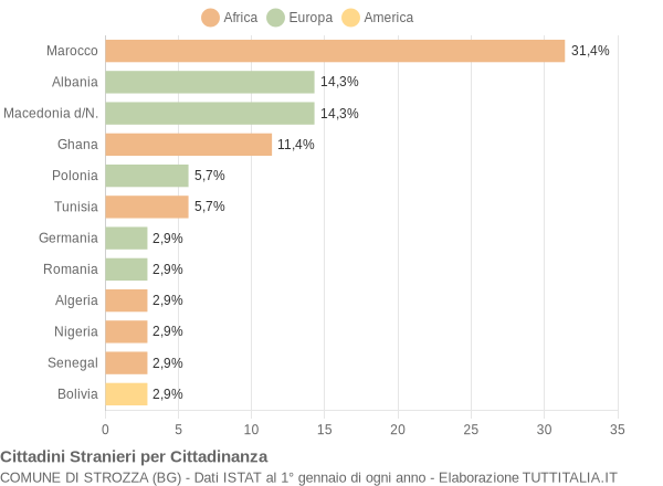 Grafico cittadinanza stranieri - Strozza 2004