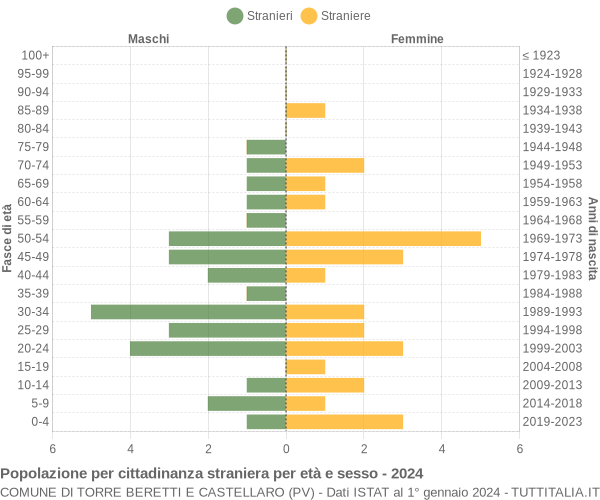 Grafico cittadini stranieri - Torre Beretti e Castellaro 2024