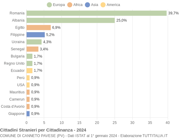 Grafico cittadinanza stranieri - Canneto Pavese 2024