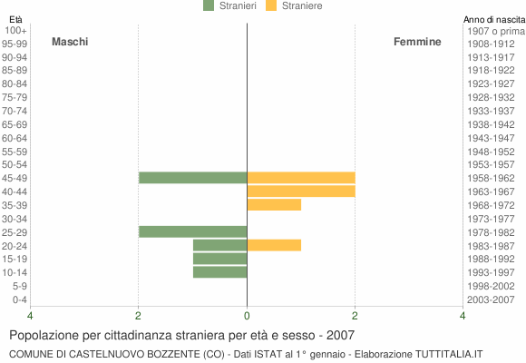 Grafico cittadini stranieri - Castelnuovo Bozzente 2007