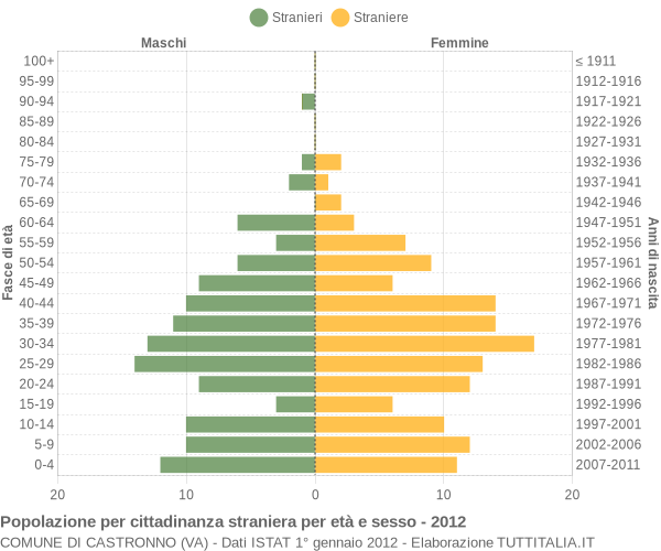 Grafico cittadini stranieri - Castronno 2012