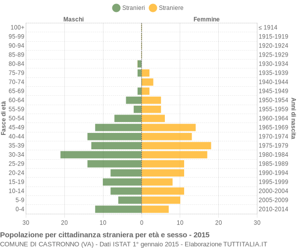 Grafico cittadini stranieri - Castronno 2015