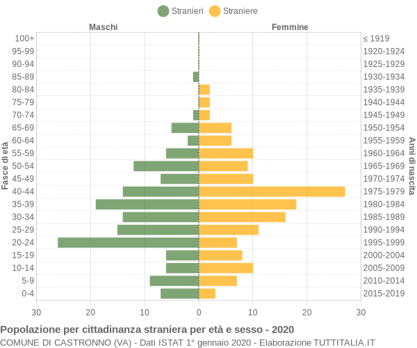 Grafico cittadini stranieri - Castronno 2020