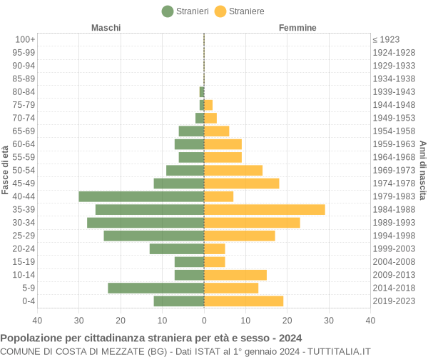 Grafico cittadini stranieri - Costa di Mezzate 2024