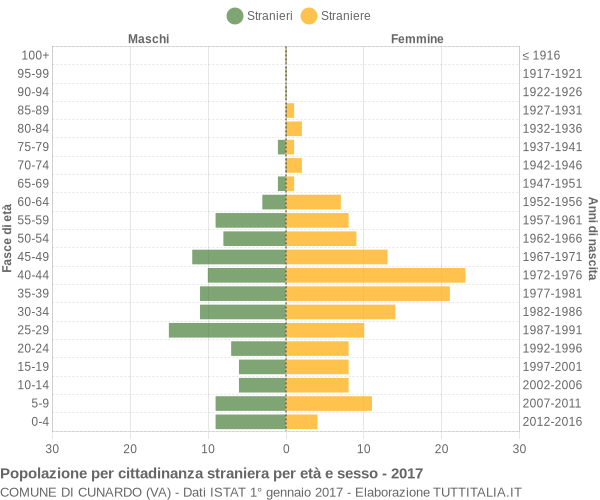 Grafico cittadini stranieri - Cunardo 2017