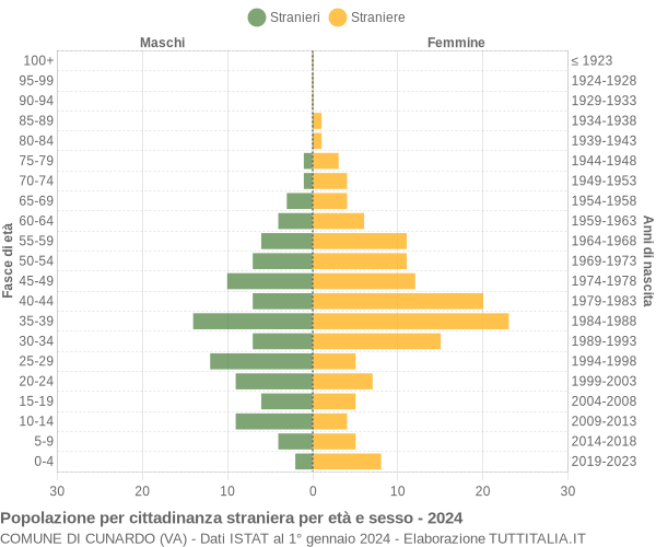 Grafico cittadini stranieri - Cunardo 2024