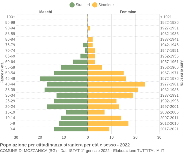 Grafico cittadini stranieri - Mozzanica 2022