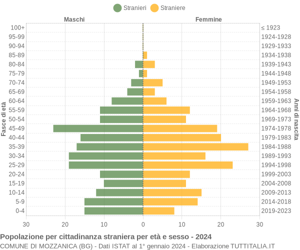 Grafico cittadini stranieri - Mozzanica 2024