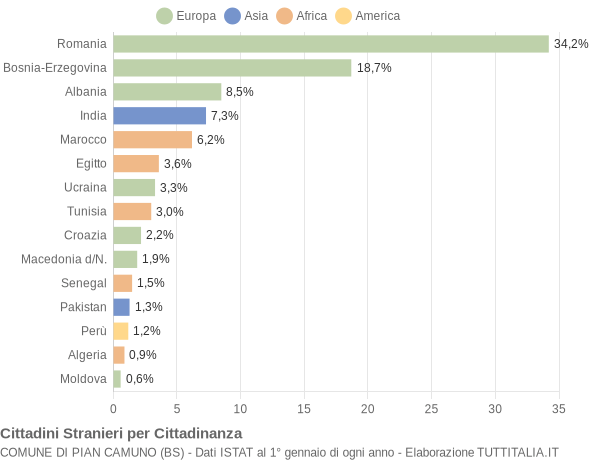 Grafico cittadinanza stranieri - Pian Camuno 2020