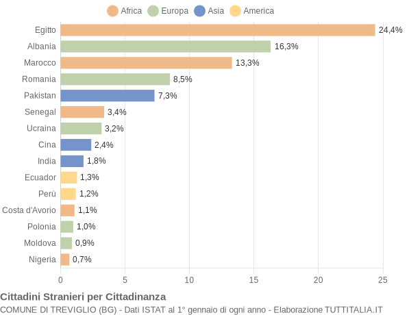 Grafico cittadinanza stranieri - Treviglio 2022