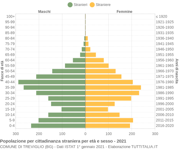 Grafico cittadini stranieri - Treviglio 2021