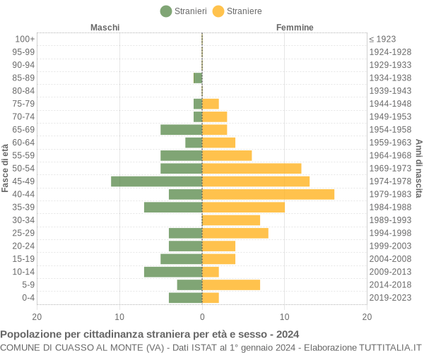 Grafico cittadini stranieri - Cuasso al Monte 2024