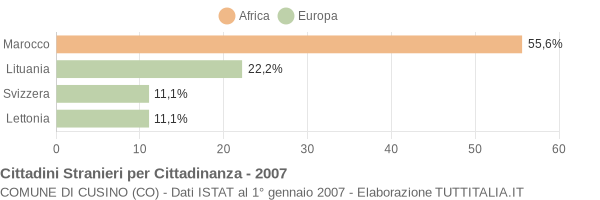 Grafico cittadinanza stranieri - Cusino 2007