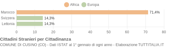 Grafico cittadinanza stranieri - Cusino 2008