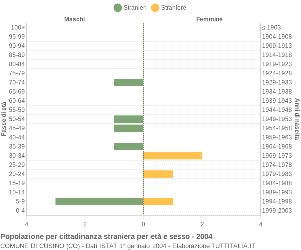 Grafico cittadini stranieri - Cusino 2004