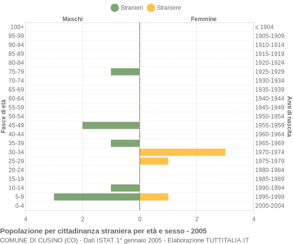 Grafico cittadini stranieri - Cusino 2005