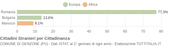 Grafico cittadinanza stranieri - Genzone 2009