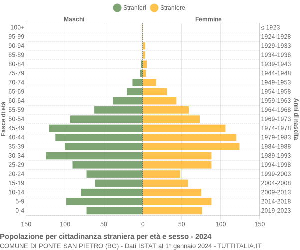 Grafico cittadini stranieri - Ponte San Pietro 2024