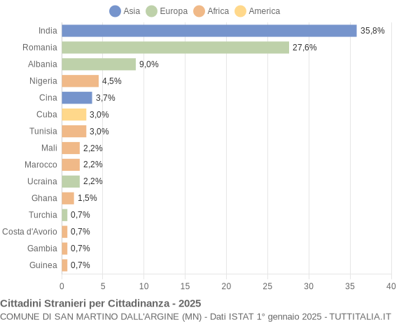 Grafico cittadinanza stranieri - San Martino dall'Argine 2025