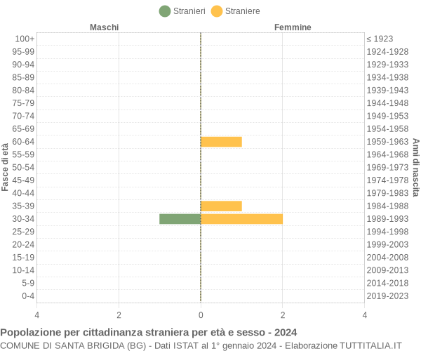 Grafico cittadini stranieri - Santa Brigida 2024